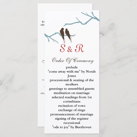 Mocha lovebirds Hochzeitsprogramm Programm (Vorne/Hinten)