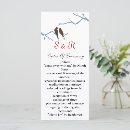 Mocha lovebirds Hochzeitsprogramm Programm (Stehend Vorderseite)