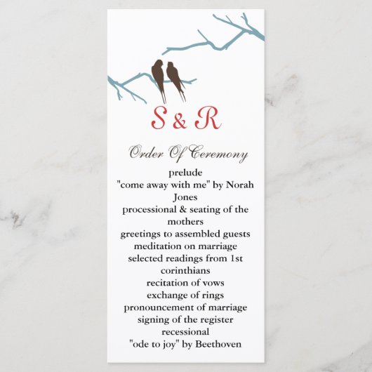 Mocha lovebirds Hochzeitsprogramm Programm (Vorderseite)