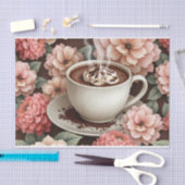 Mocha Magic in Bloom Tissue - Kaffee und Flora Seidenpapier (Handwerk)