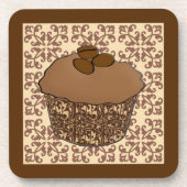 Mocha / Mattierter Kaffee Kuchen, Spitzen Hintergr Getränkeuntersetzer (Vorderseite)