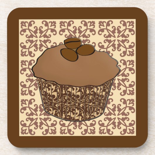 Mocha / Mattierter Kaffee Kuchen, Spitzen Hintergr Getränkeuntersetzer (Vorderseite)