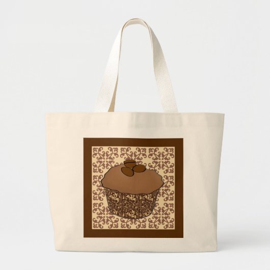 Mocha / Mattierter Kaffee Kuchen, Spitzen Hintergr Jumbo Stoffbeutel (Vorne)