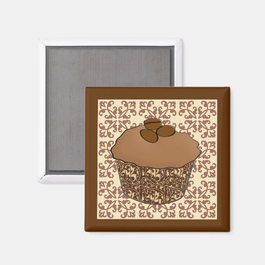 Mocha / Mattierter Kaffee Kuchen, Spitzen Hintergr Magnet (Vorderseite/Rückseite)