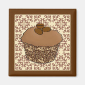 Mocha / Mattierter Kaffee Kuchen, Spitzen Hintergr Magnet (Vorne)