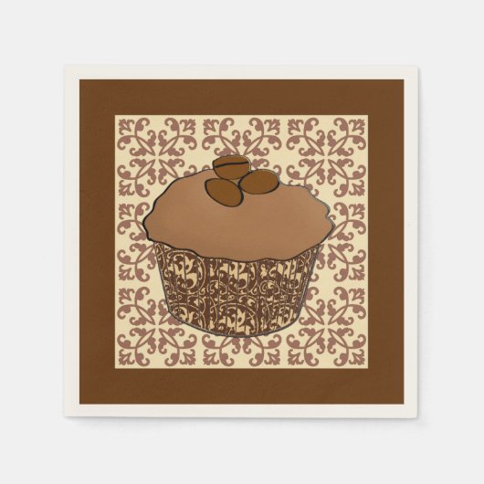 Mocha / Mattierter Kaffee Kuchen, Spitzen Hintergr Serviette (Vorderseite)