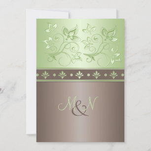 Mocha, Minnfloral Monogramm Hochzeitseinladung Einladung