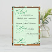 Mocha & Mint Faith Hope Liebe Wedding Einladungen (Stehend Vorderseite)