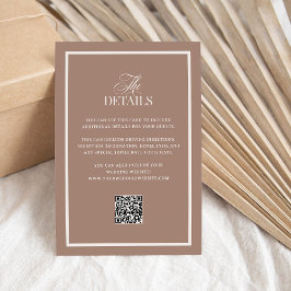 Mocha mit Rahmen | QR-Code Hochzeitsgastdetails Begleitkarte