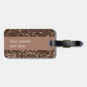 Mocha Monogram Glitzer Look Personalisiert Gepäckanhänger (Rückseite horizontal)