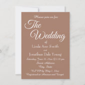 Mocha Monotone Einfache Hochzeit Einladung (Vorderseite)