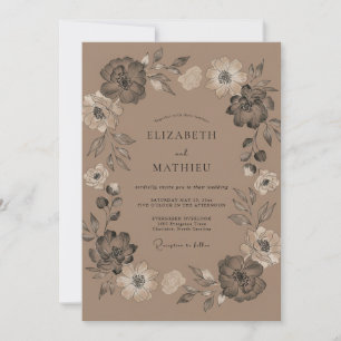 Mocha Moody Vintage-Hochzeit Einladung