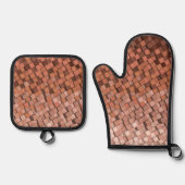 Mocha Mousse 3D Cube Oven Mitt & Pot Ofenhandschuh & Topflappen-Set (Vorderseite)