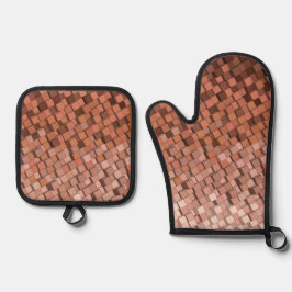 Mocha Mousse 3D Cube Oven Mitt & Pot Ofenhandschuh & Topflappen-Set