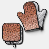 Mocha Mousse 3D Cube Oven Mitt & Pot Ofenhandschuh & Topflappen-Set (Vorderseite/Rückseite)