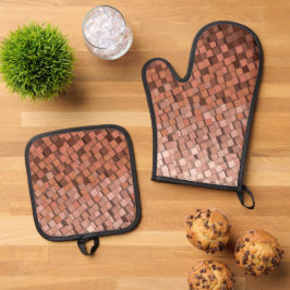 Mocha Mousse 3D Cube Oven Mitt & Pot Ofenhandschuh & Topflappen-Set