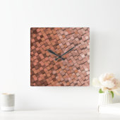 Mocha Mousse 3D Cube Patterns Wall Clock Quadratische Wanduhr (Zuhause)