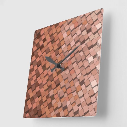 Mocha Mousse 3D Cube Patterns Wall Clock Quadratische Wanduhr (Winkel)