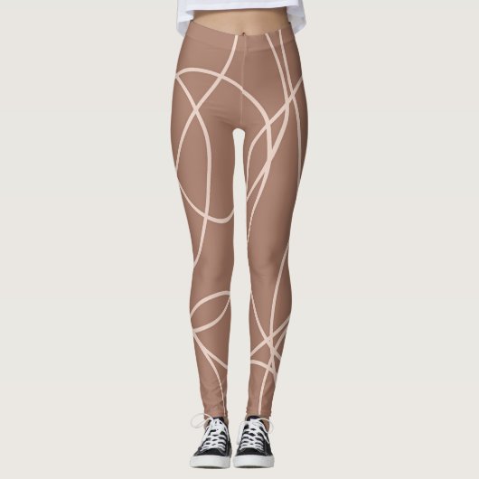 Mocha Mousse Abstrakt handGezeichnet Doodles (1) Leggings (Vorderseite)