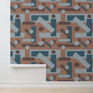 Mocha Mousse Aquamarin Geometric Mitte Jahrhundert Tapete