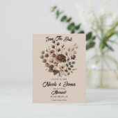 Mocha Mousse Beige Brown Floral Save the Date Einladung (Stehend Vorderseite)