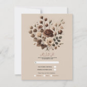 Mocha Mousse Beige Brown Floral Wedding RSVP Einladung (Vorderseite)