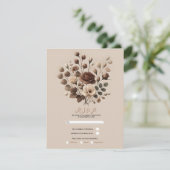 Mocha Mousse Beige Brown Floral Wedding RSVP Einladung (Stehend Vorderseite)