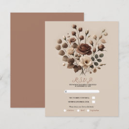 Mocha Mousse Beige Brown Floral Wedding RSVP Einladung