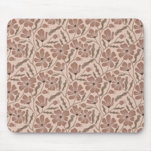 Mocha Mousse Boho Blumenmuster Mousepad (Vorne)
