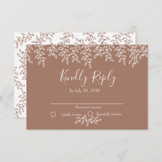 Mocha Mousse Boho Botanische Hochzeit RSVP Karte (Vorne/Hinten)
