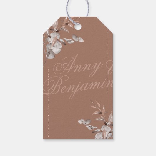 Mocha Mousse Botanical danke Geschenkanhänger (Rückseite)