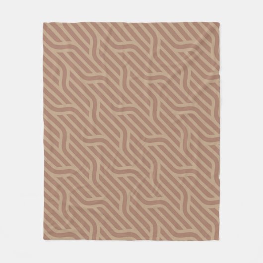 Mocha Mousse Brown Buffet Beige Wavy Line Muster Fleecedecke (Vorderseite)