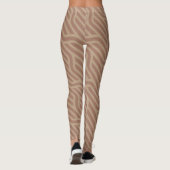 Mocha Mousse Brown Buffet Beige Wavy Line Muster Leggings (Rückseite)
