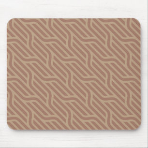 Mocha Mousse Brown Buffet Beige Wavy Line Muster Mousepad