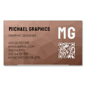 Mocha Mousse Brown geometrisches Muster QR Code Magnetische Visitenkarte (Vorderseite)