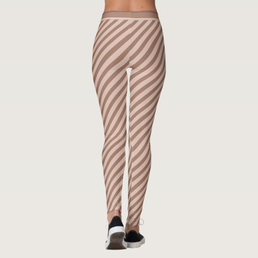 Mocha Mousse Cappuccino Ihr Name Striped Girl Leggings (Rückseite)