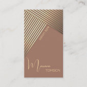Mocha Mousse Chic elegante goldene Streifen Qr Cod Visitenkarte (Vorderseite)