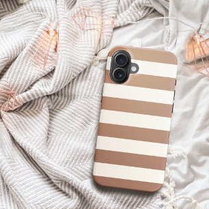 Mocha Mousse Color Creamy White Stripes 2025 Trend iPhone 16 Hülle