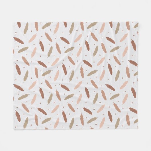 Mocha Mousse Feathers Fleece Blanket (Vorderseite (Horizontal))
