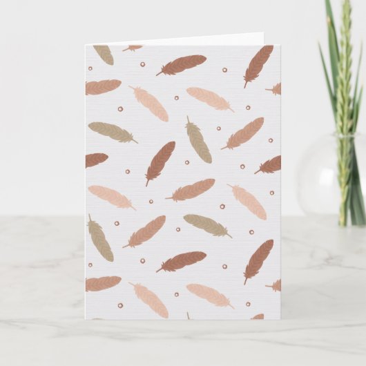 Mocha Mousse Feathers Greeting Card Karte (Vorderseite)