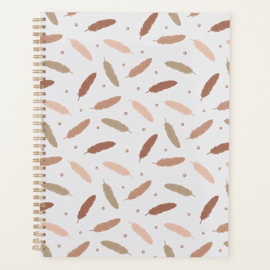 Mocha Mousse Feathers Planner Planer (Vorderseite)