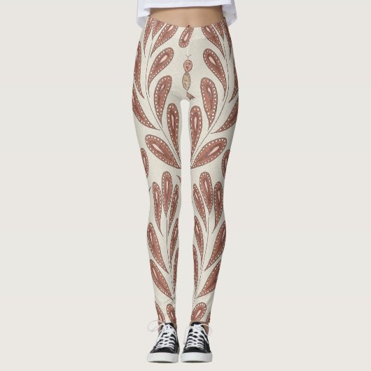 Mocha Mousse Floral Birds Leggings (Vorderseite)