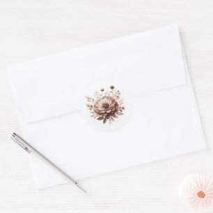 Mocha Mousse Floral Wedding Runder Aufkleber