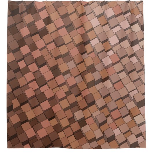 Mocha Mousse Geometric Duschvorhang (Vorderseite)