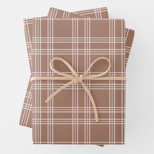 Mocha Mousse Gingham Geschenkpapier Set (Beispiel)