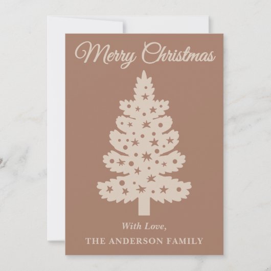 Mocha Mousse Handgeschriebener Skriptbaum Feiertagskarte (Vorderseite)