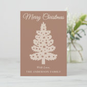 Mocha Mousse Handgeschriebener Skriptbaum Feiertagskarte (Stehend Vorderseite)