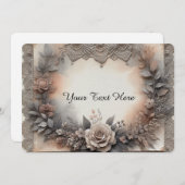 Mocha Mousse Hues Floral mit Lace Einladung (Vorne/Hinten)