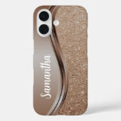 Mocha Mousse Imitats Glitzer Monogram Case-Mate iPhone Hülle (Rückseite)