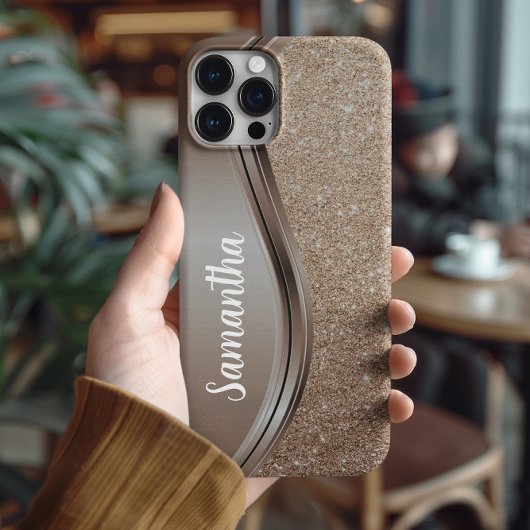 Mocha Mousse Imitats Glitzer Monogram Case-Mate iPhone Hülle